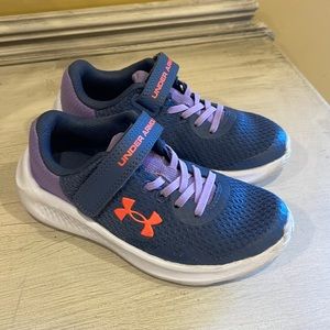Under Armour athletic sneakers purple/orange size 11 kids